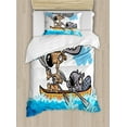 thumbnail image 1 of Ambesonne Moose Duvet Cover Sets, Native Animals Cartoon, 2-Twin, Blue White Brown, 1 of 4