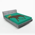 thumbnail image 1 of Ambesonne Moose Fitted Sheet, Deer Family and Antlers, Full Size, Sea Green Brown, 1 of 3