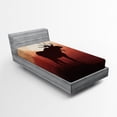 thumbnail image 1 of Ambesonne Moose Fitted Sheet, Forest Antlers Wild Deer, Twin Size, Peach and Brown, 1 of 2
