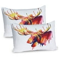 thumbnail image 1 of Ambesonne Moose Pillow Sham 2 Pack, Psychedelic Watercolors, 26"x20", Orange and Pink, 1 of 3
