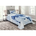 thumbnail image 1 of Ambesonne Moose Quilted Bedspread Set 2 Pcs, Blue Winter Antlers Tree, Twin Size, Blue White, 1 of 3