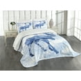 thumbnail image 1 of Ambesonne Moose Quilted Bedspread Set 3 Pcs, Blue Winter Antlers Tree, King Size, Blue White, 1 of 5