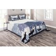 thumbnail image 1 of Ambesonne Moose Quilted Coverlet 3 Pcs, Grey Wild Forest Animals, Queen Size, Black White Grey, 1 of 2