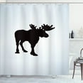 thumbnail image 1 of Ambesonne Moose Shower Curtain, Antlered Animal Retro Art, 69"Wx84"L, Charcoal Grey White, 1 of 4