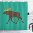 thumbnail image 1 of Ambesonne Moose Shower Curtain, Deer Family and Antlers, 69"Wx70"L, Sea Green Brown, 1 of 5