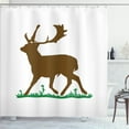 thumbnail image 1 of Ambesonne Moose Shower Curtain, Fallow Deer Illustration Art, 69"Wx75"L, Redwood and Forest Green, 1 of 4