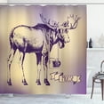 thumbnail image 1 of Ambesonne Moose Shower Curtain, Hipster Deer with Camera, 69"Wx70"L, Purple Beige, 1 of 5