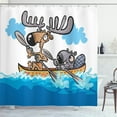 thumbnail image 1 of Ambesonne Moose Shower Curtain, Native Animals Cartoon, 69"Wx70"L, Blue White Brown, 1 of 5