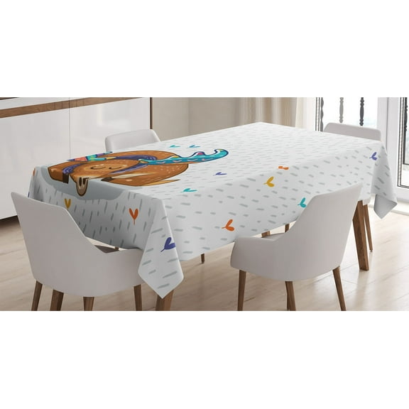Ambesonne Moose Tablecloth Rectangular Table Cover, Retro Antlers Animal Art, 52"x70", Multicolor