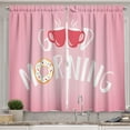 thumbnail image 1 of Ambesonne Morning Kitchen Curtains, Message Along Coffee Cups, 55"x45", Pale Pink Dark Coral, 1 of 3