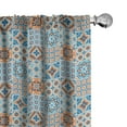 thumbnail image 1 of Ambesonne Moroccan Window Curtains, Oriental Boho Flowery Art, Each 28" W x 63" L, Dark Blue Orange, 1 of 5