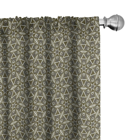 Ambesonne Moroccan Window Curtains, Traditional Mosaic, Each 28" W x 63" L, Green Brown and White