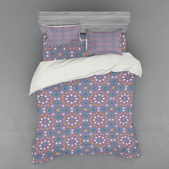 Ambesonne Moroccan Bedding Set 4 Pcs, Star Pattern, Queen, Multicolor