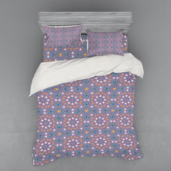 Ambesonne Moroccan Bedding Set 4 Pcs, Star Pattern, Queen, Multicolor