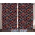thumbnail image 1 of Ambesonne Moroccan Curtains 2 Panel Set, Scale Mandala Design, 108" x 63", Aqua Orange Ruby, 1 of 3
