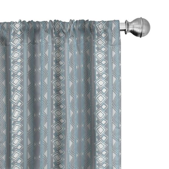 Ambesonne Moroccan Curtains, Geometric Border Dots, Pair of 28"x84", White Pale Blue and Grey