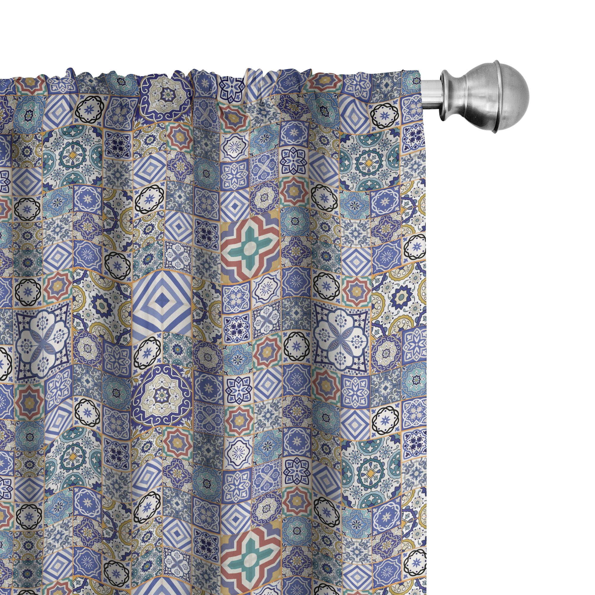 Multicolor Moroccan Pattern Polyester Room Darkening Curtain Panels