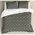 thumbnail image 1 of Ambesonne Moroccan Duvet Cover Sets, Repeating Floral Geometric, 2-Queen, Eggshell Charcoal Grey, 1 of 3