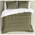 thumbnail image 1 of Ambesonne Moroccan Duvet Cover Sets, Traditional Mosaic, 2-Queen, Green Brown and White, 1 of 7