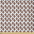 thumbnail image 1 of Ambesonne Moroccan Fabric by the Yard Microfiber, Leaf Like Shapes Ornament, 5 Yards, Paprika Dark Maroon White, 1 of 2
