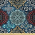 thumbnail image 1 of Ambesonne Moroccan Fabric by the Yard Microfiber, Retro Ottoman, 5 Yards, Sand Brown Blue and Ruby, 1 of 2