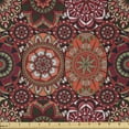thumbnail image 1 of Ambesonne Moroccan Fabric by the Yard Microfiber, Vintage Ottoman Tile, 1 Yard, Green Vermilion Ruby, 1 of 2