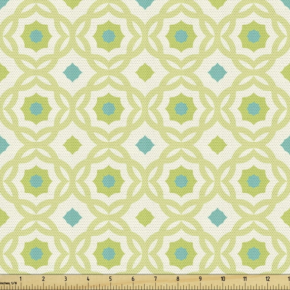 Ambesonne Moroccan Fabric by the Yard Upholstery, Vintage Fresh Tones Art, 2 Yards, Pale Green Seafoam