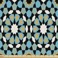 thumbnail image 1 of Ambesonne Moroccan Fabric by the Yard Upholstery, Vintage Geometric Floral, 2 Yards, Sky Blue Reseda Green, 1 of 5