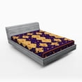thumbnail image 1 of Ambesonne Moroccan Fitted Sheet, Effected Border, Queen Size, Purple Sand Brown, 1 of 2