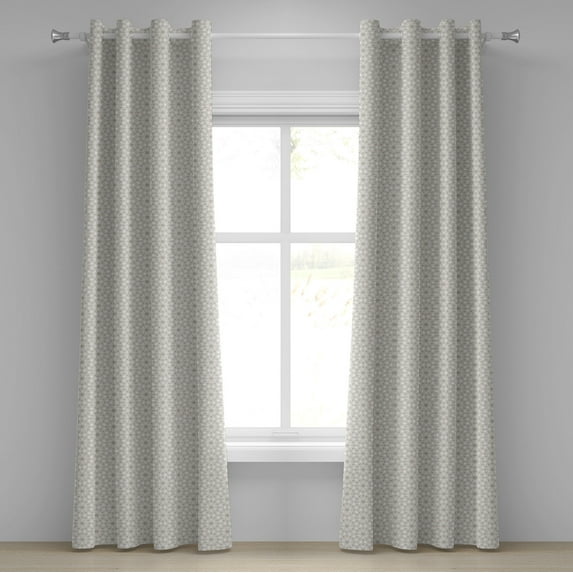 Ambesonne Moroccan Grommet Curtain, Classical Line Pattern, 50" x 84", Taupe White