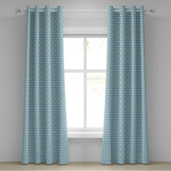 Ambesonne Moroccan Grommet Curtain, Mosaic Roman Stars, 50" x 84", Green Blue White