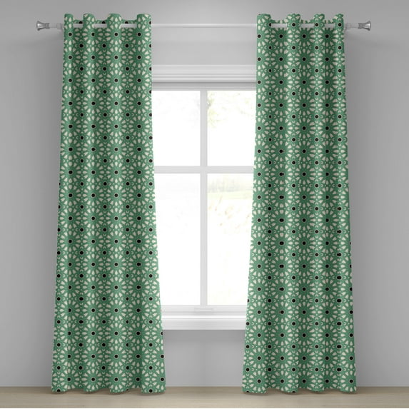 Ambesonne Moroccan Grommet Curtain, North Stars, 50" x 96", Sea Green Cream Black