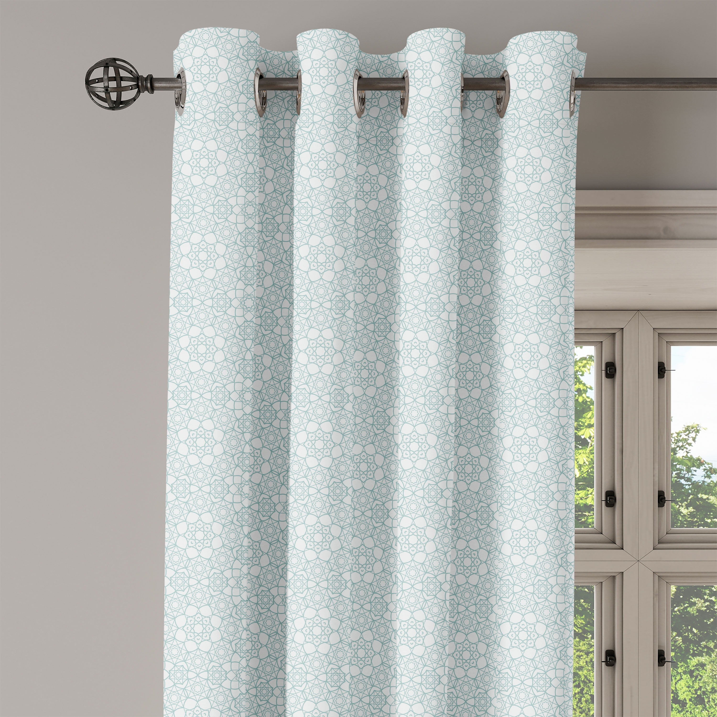 Ambesonne Moroccan Grommet Curtain Single Panel, Culture Elements Stars