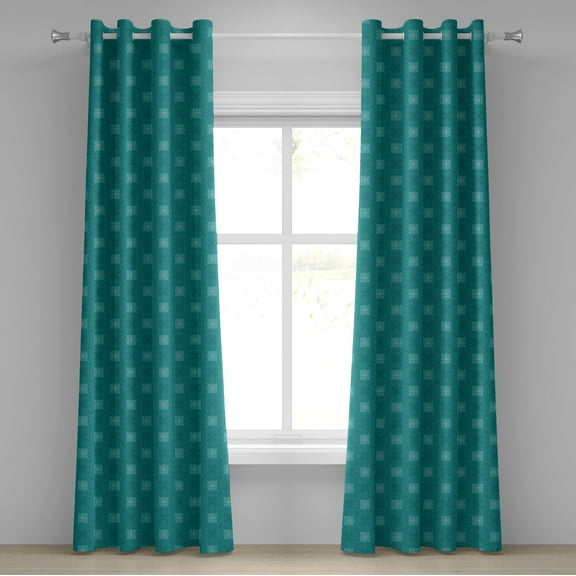 Ambesonne Moroccan Grommet Curtain, Timeless Orient Motifs, 50" x 108", Teal Pale Blue White
