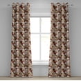 thumbnail image 1 of Ambesonne Moroccan Grommet Curtain, Vintage Square Pattern, 50" x 84", Cream Dark Coral Brown, 1 of 6
