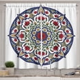 thumbnail image 1 of Ambesonne Moroccan Kitchen Curtains, Mandala Lotus, 55"x39", Green Blue Ruby, 1 of 3