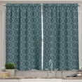 thumbnail image 1 of Ambesonne Moroccan Kitchen Curtains, Orient Circles Corners, 55"x39", Petrol Blue and Sky Blue, 1 of 3