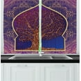 thumbnail image 1 of Ambesonne Moroccan Kitchen Curtains, Retro Eastern Branches, 55"x45", Purple Blue, 1 of 1