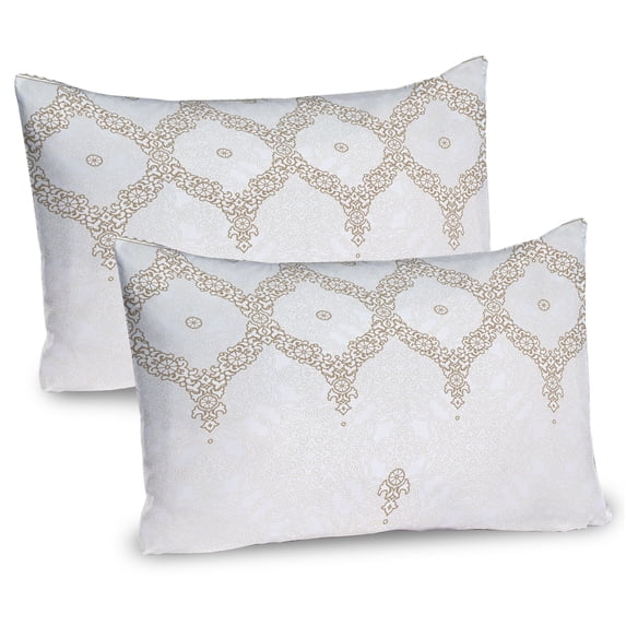 Ambesonne Moroccan Pillow Sham 2 Pack, Eastern Elements Cream, 26"x20", White Umber Camel
