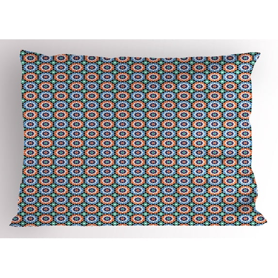 Ambesonne Moroccan Pillow Sham, Mosaic Circular Design, 36" X 20", Multicolor