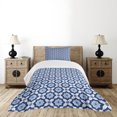 thumbnail image 1 of Ambesonne Moroccan Quilted Bedspread Set 2 Pcs, Floral Detail, Twin Size, Turquoise Dark Blue, 1 of 6