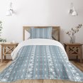thumbnail image 1 of Ambesonne Moroccan Quilted Bedspread Set 2 Pcs, Geometric Border Dots, Twin Size, White Pale Blue and Grey, 1 of 3