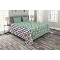 thumbnail image 1 of Ambesonne Moroccan Quilted Bedspread Set 3 Pcs, Colorful Mosaic Wall, Queen Size, Multicolor, 1 of 3