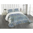 thumbnail image 1 of Ambesonne Moroccan Quilted Bedspread Set 3 Pcs, Eastern Ceramic Tile, King Size, Pale Coffee Turquoise, 1 of 5