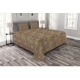 thumbnail image 1 of Ambesonne Moroccan Quilted Bedspread Set 3 Pcs, Eastern Old Folkloric, Queen Size, Turquoise Orange, 1 of 3