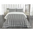 thumbnail image 1 of Ambesonne Moroccan Quilted Bedspread Set 3 Pcs, Monochrome Tile Design, Queen Size, Black White, 1 of 3