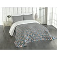 thumbnail image 1 of Ambesonne Moroccan Quilted Bedspread Set 3 Pcs, Mosaic Circular Design, Queen Size, Multicolor, 1 of 5