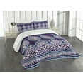 thumbnail image 1 of Ambesonne Moroccan Quilted Bedspread Set 3 Pcs, Oriental Design, King Size, Teal Royal Blue, 1 of 5