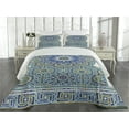 thumbnail image 1 of Ambesonne Moroccan Quilted Coverlet 3 Pcs, Eastern Ceramic Tile, King Size, Pale Coffee Turquoise, 1 of 4