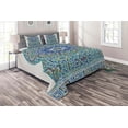 thumbnail image 1 of Ambesonne Moroccan Quilted Coverlet 3 Pcs, Eastern Ceramic Tile, Queen Size, Pale Coffee Turquoise, 1 of 2